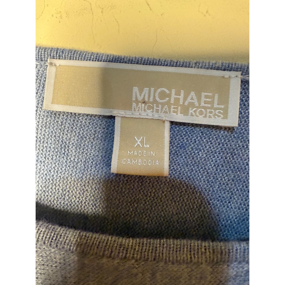 Michael Kors Womens XL Blue Long Sleeve Knit Tunic Top - Picture 3 of 5
